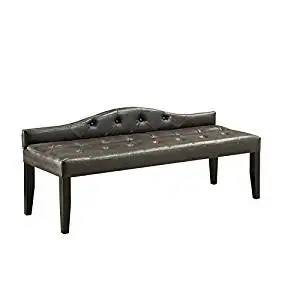 Furniture of America Olivia Faux Leather Bedroom Bench in Brown