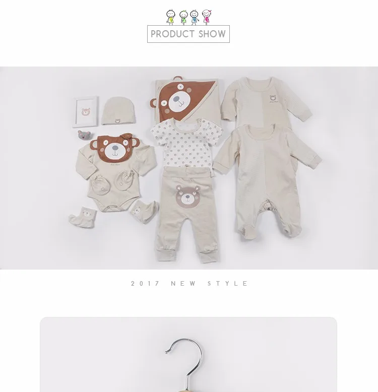 Natural Colored Cotton Preemie Clothes Baby Romper Sets Wholesale