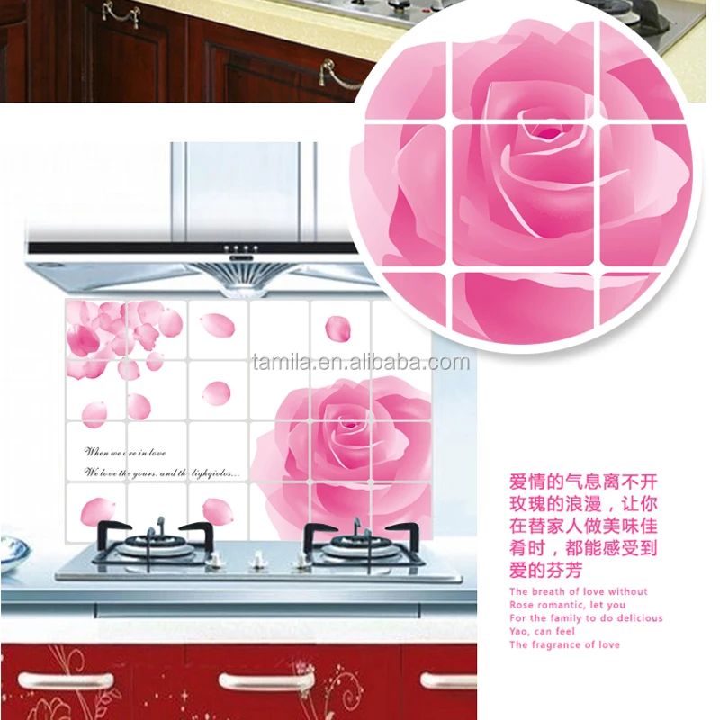 Rumah Dapur Minyak Tahan Air Bukti Panas Lukisan Bunga Wall Sticker Rumah Dapur Minyak Tahan Air Bukti Panas Lukisan Bunga Wall Sticker
