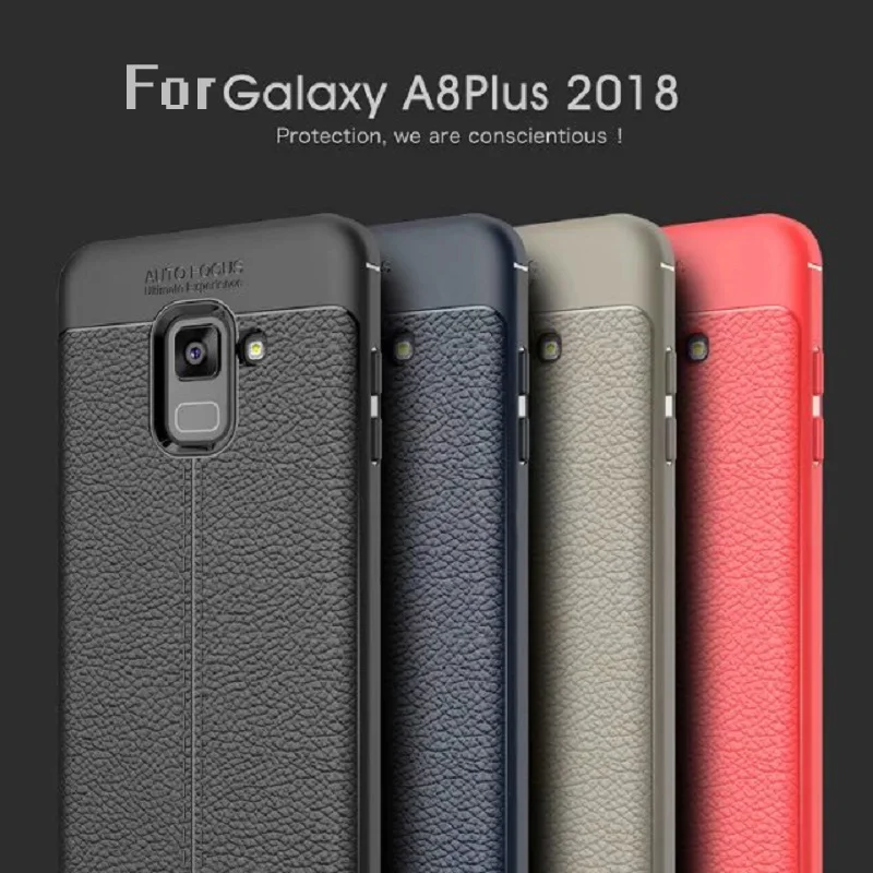 Litchi pattern Soft Tpu case for Samsung galaxy A8 Plus 2018 Cover
