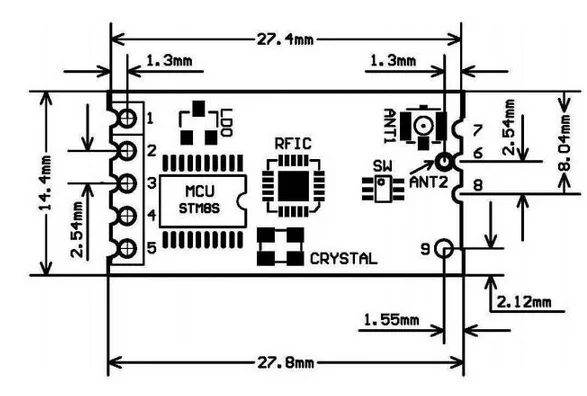 HC-12 SI4463 PCB Diagram