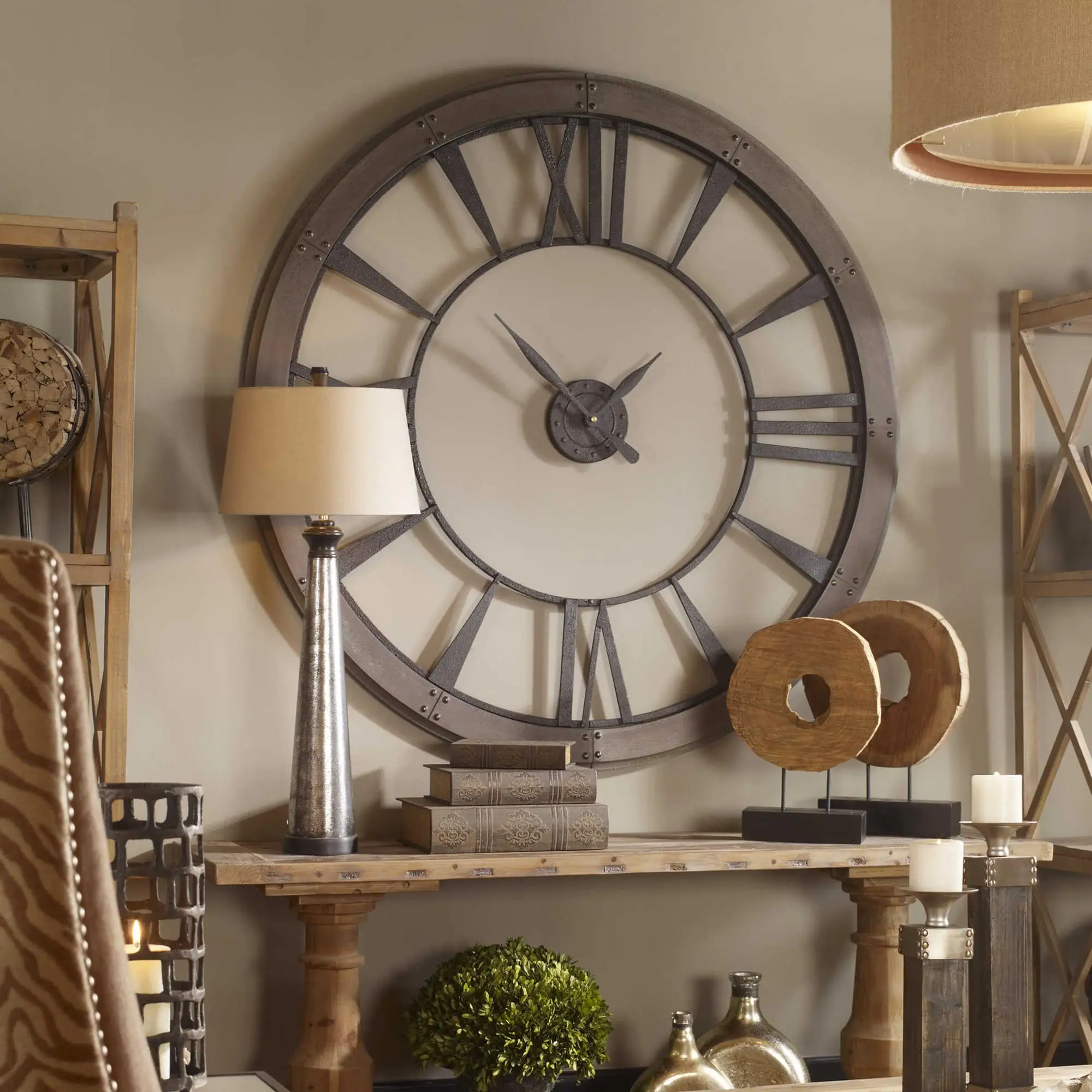 Large 3d Hollow Design Wooden Bar Circular Black Pointer Decoration Wall Clock Buy 3d Wall