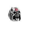 Wholesale exaggerated helmet inlay red zircon stainless steel skull ring