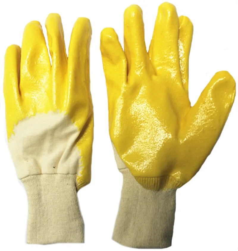 Safety Yellow Hand Protective Nitrile Dipped Cotton Gloves - Buy Hand ...