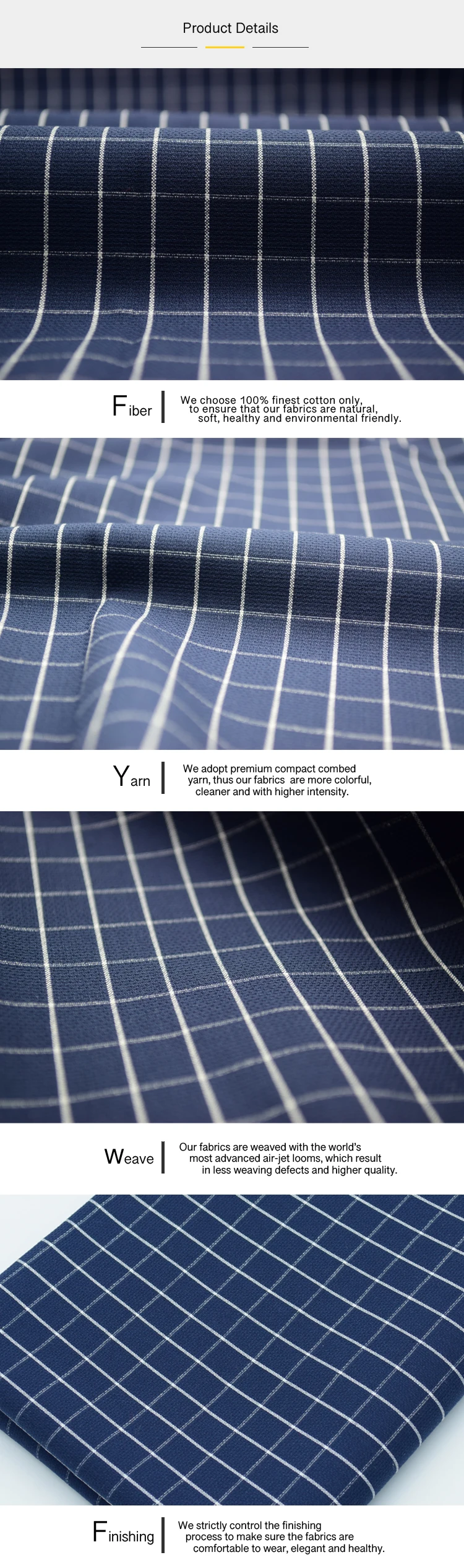 New Fashion Cotton Yarn Dyed Jacquard Windowpane Check Plaid Shirt Fabric