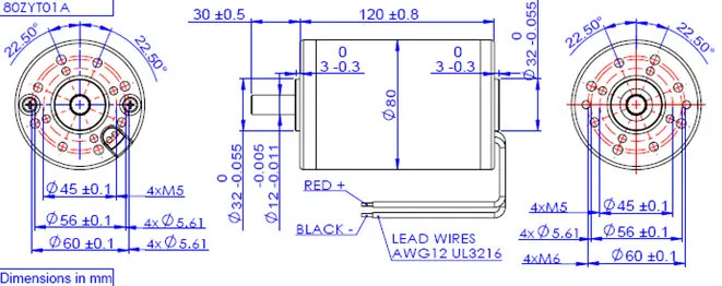 80ZYT01C 12v 24v Brushed DC Motor high power, high speed rated 6000rpm to 7000rpm, 0.6N.m, power 300w~500w