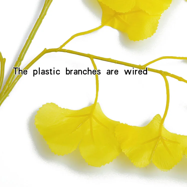 High quality artificial plastic branch ginkgo tree leaves