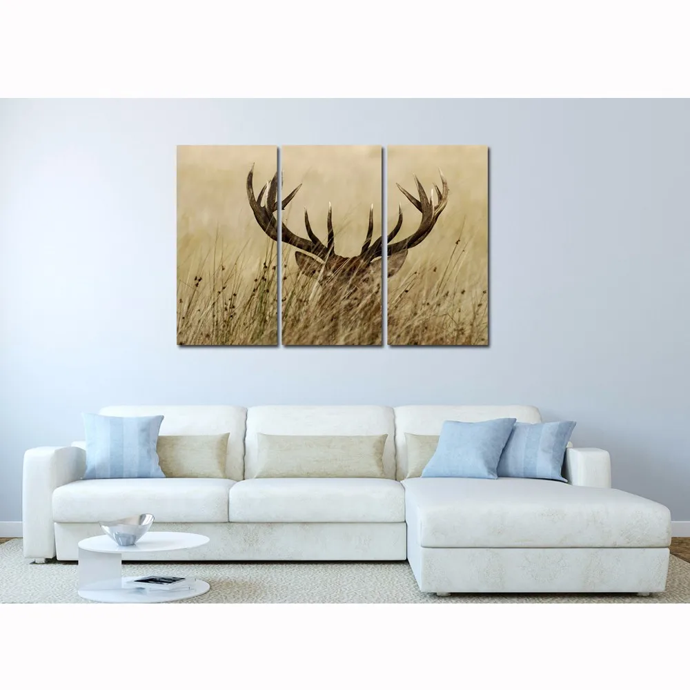 3 Panel Wall Decor Deer Stag Wall Art/home Decor Decoration Animal