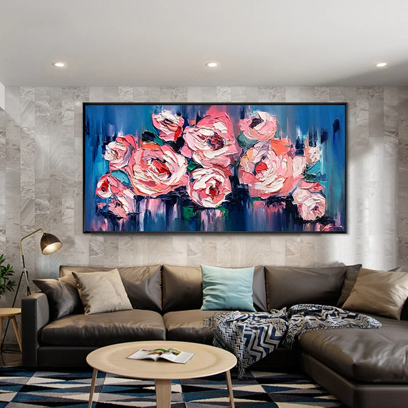 Texture Roses Painted Handmade Palette Knife Rose Designs - Textured Abstract Canvas