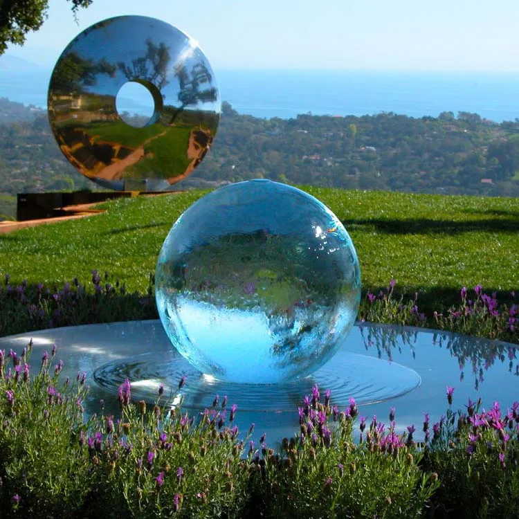 Outdoor Rotating Glass Crystal Ball Water Fountain With Stainless Steel