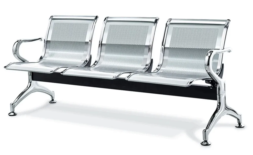 SIÈGE D/'ATTENTE SUR POUTRE EN ACIER CHROME À 4 PLACES CHAISE D/'ATTENTE RÉCEPTION