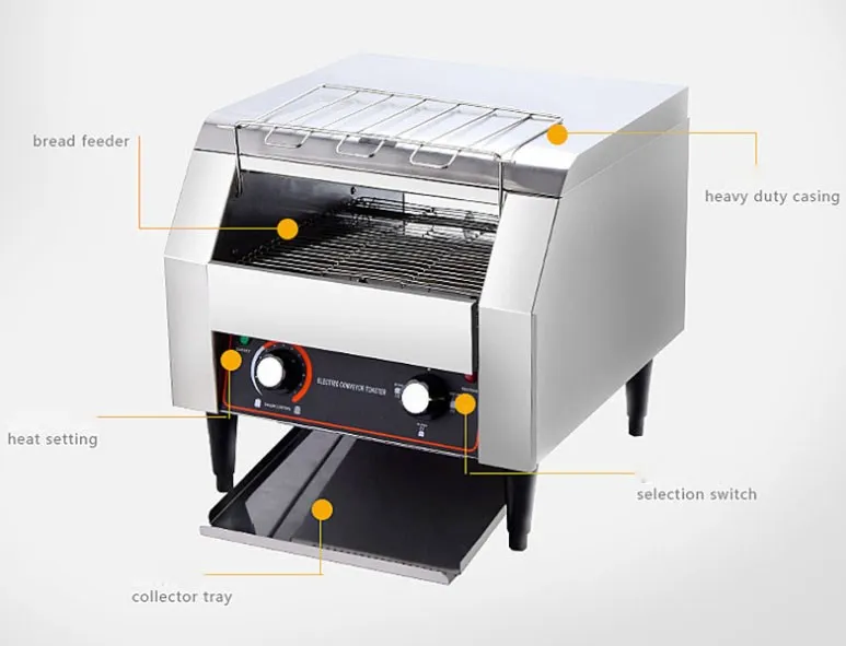 Electric Chain Type Toaster Oven Stainless Steel Chain Conveyor Toaster