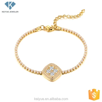 Fashion Cz Pave Diamond Charm Gold Plated Tennis Bracelet Designs Fashion Cz Pave Diamond Charm Gold Plated Tennis Bracelet Designs Las Women Dubai