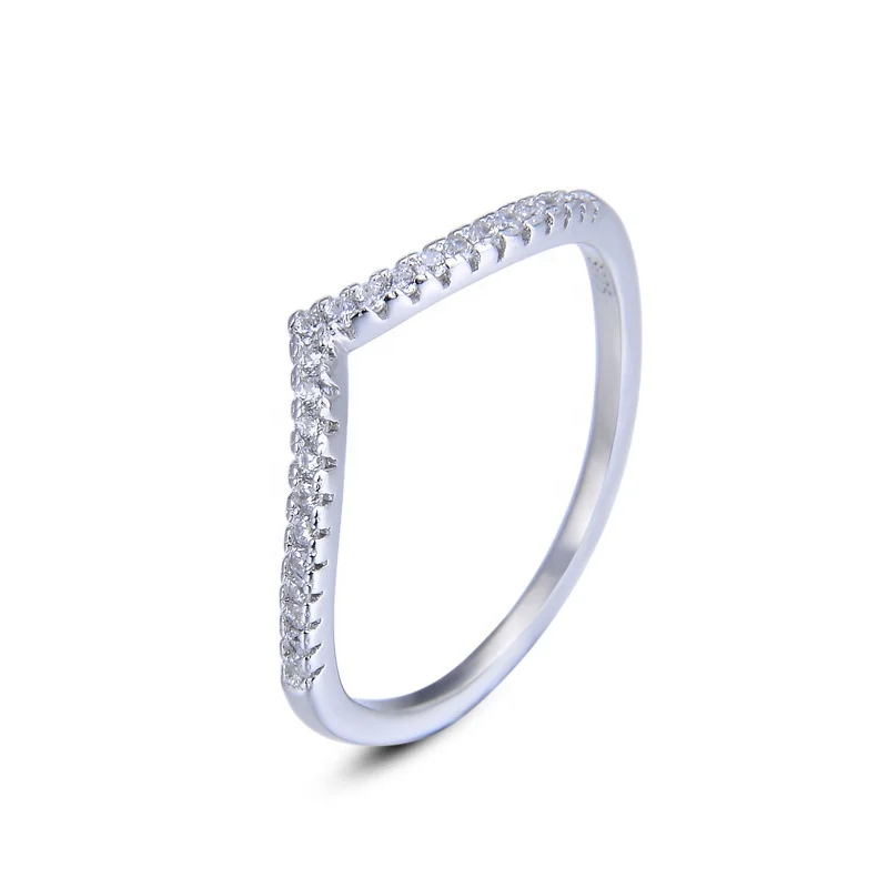 Charme minimalistische Ringe V-förmig einfache Kristall Frauen Ringe Hochzeit
