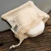 Natural Cotton Soap Bag Drawstring cotton Net Bag