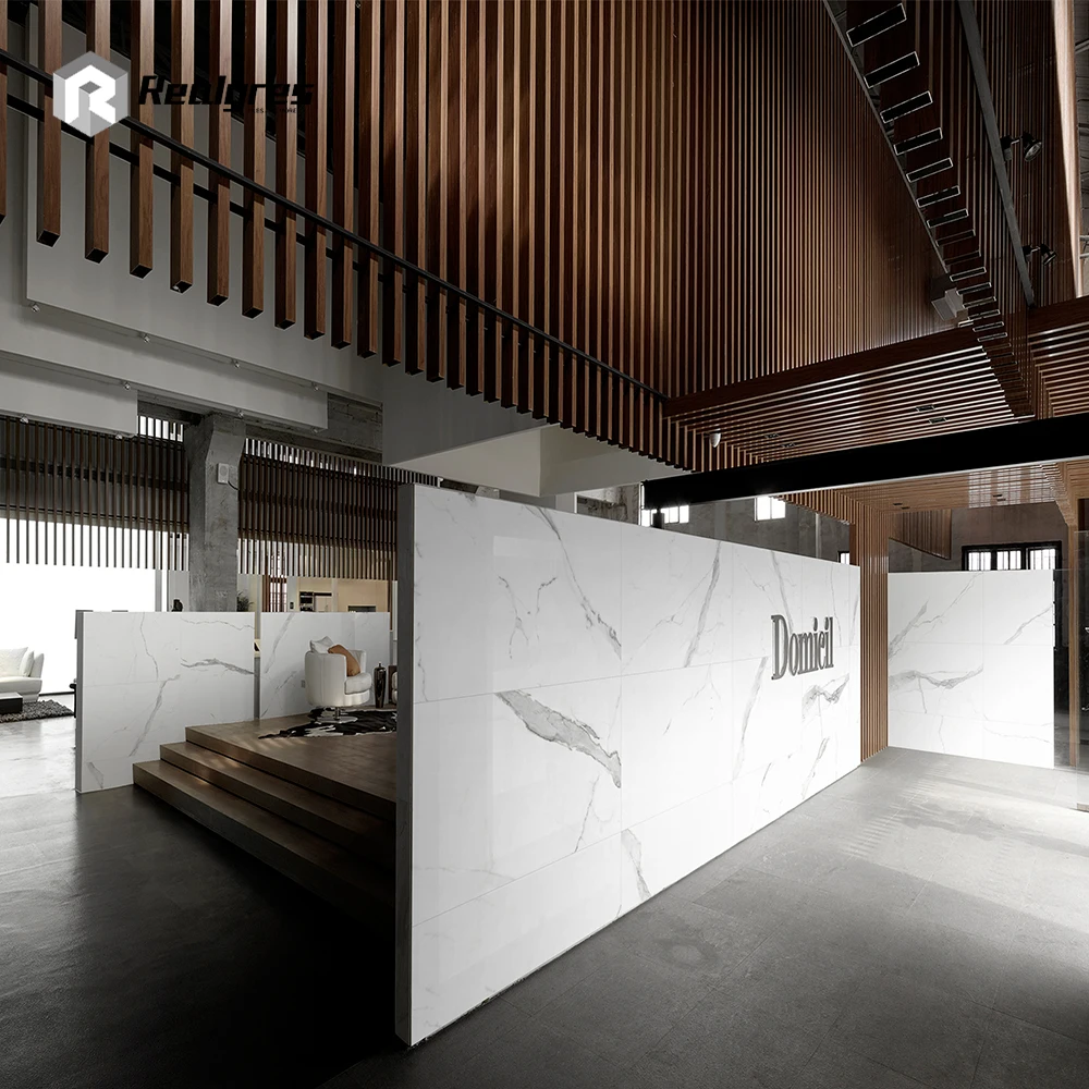 Baldosas Pulidas De Mármol Blanco Carrara De 4,8mm De Espesor 24x48