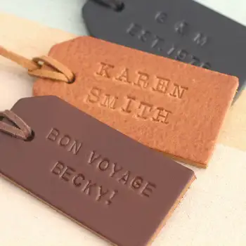 engraved leather luggage tags