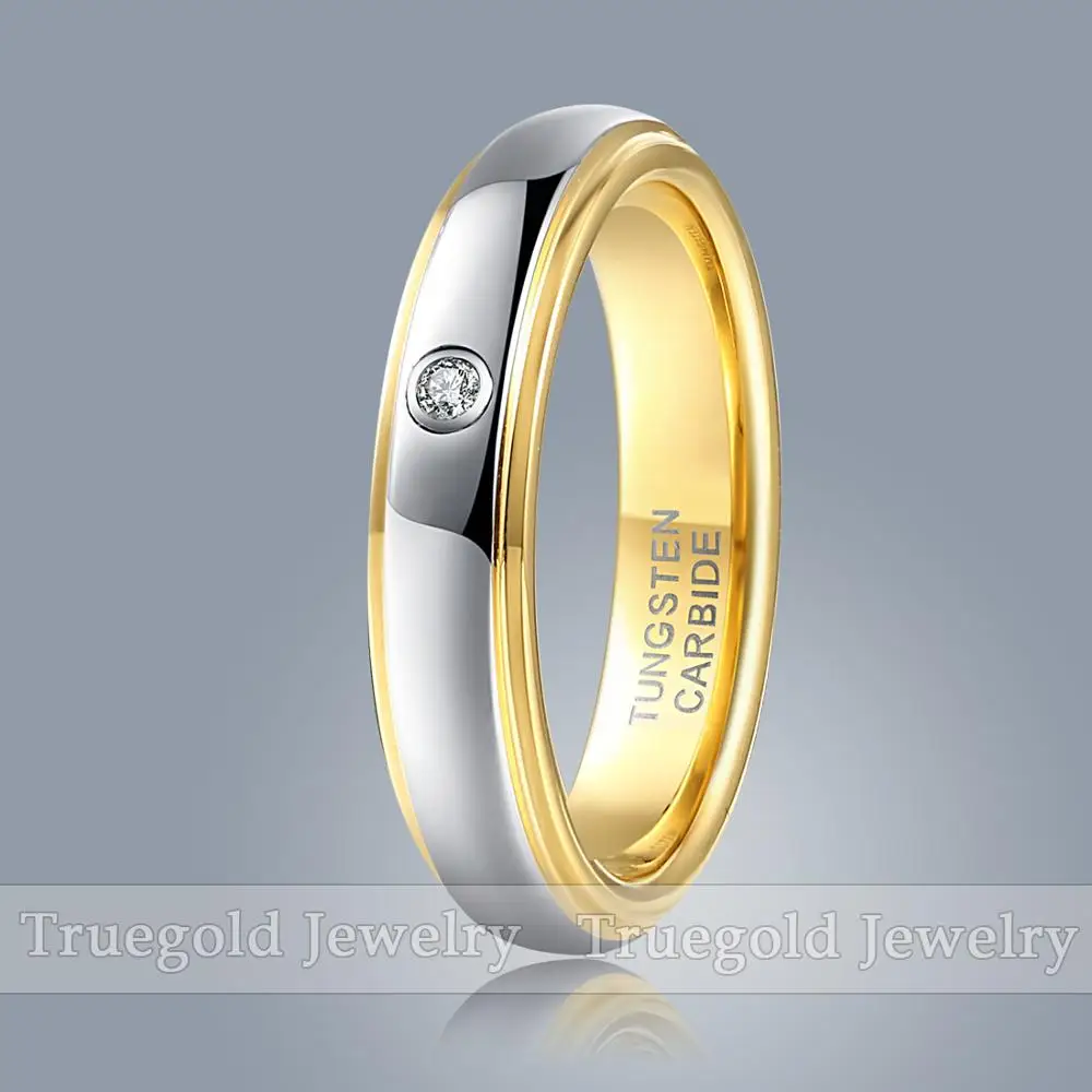 经典碳化钨女士婚礼镀金钻石戒指 - buy tungsten ring,diamond ring