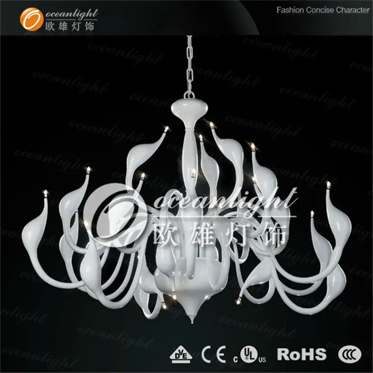 Modern New Design Simple White Murano Glass Swan Chandelier With Decoration OM988-W