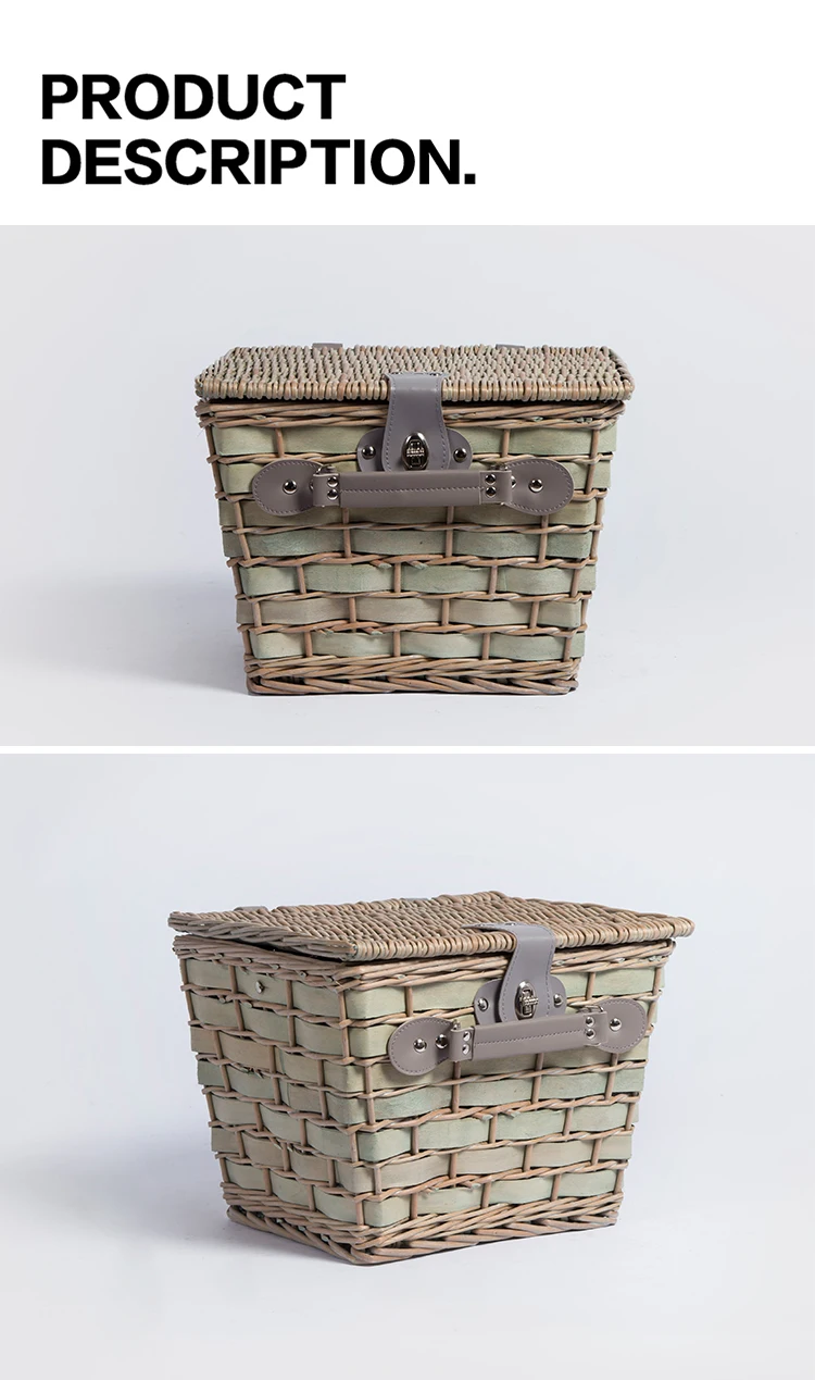 Small Willow Wicker Picnic Baskets With Lid Shoulder