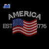 America 1776 July 4th USA flag rhinestone transfer for T-shirt