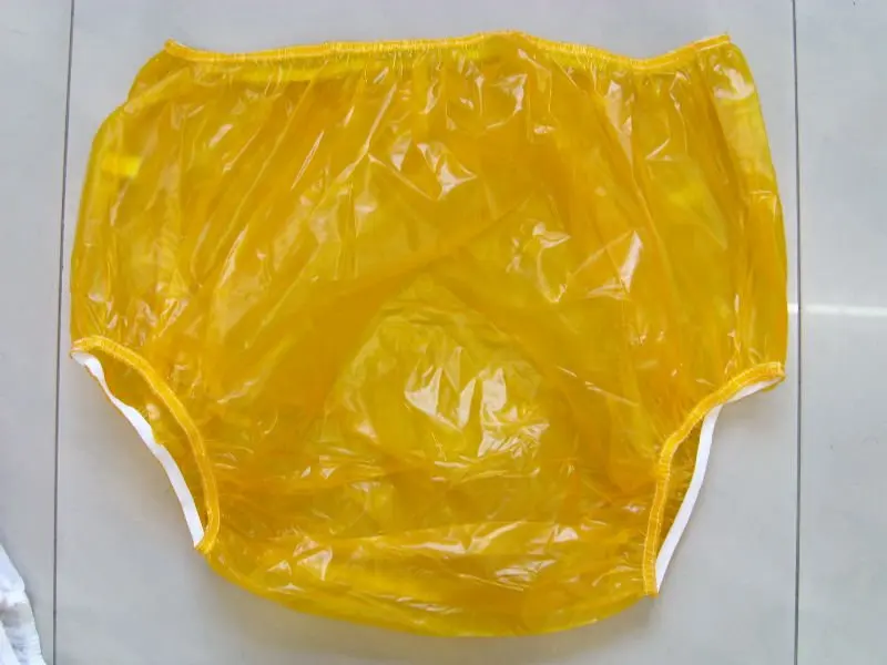 yellow plastic pants