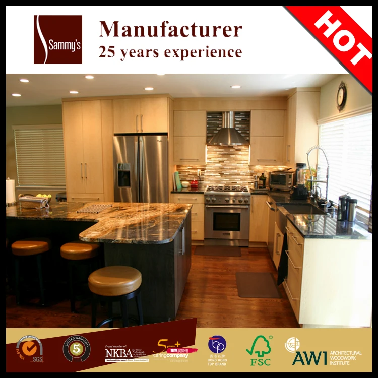 Arce de madera maciza moderna cocina modular del gabinete de cocina