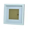 Square white wood picture frame 6x6 matted 4x4 with hanger & stake