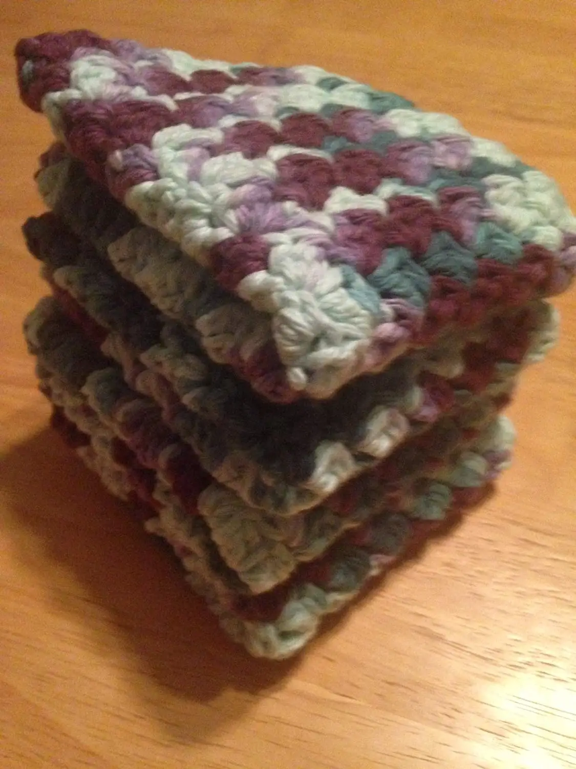 Dish Cloths, Wash Cloths, Maroon Green Ombre (Dishcloths, Washcloths), Set of 4