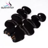 Factory wholesale raw Indian hair bundles body wave hair extensions natural brown color hair