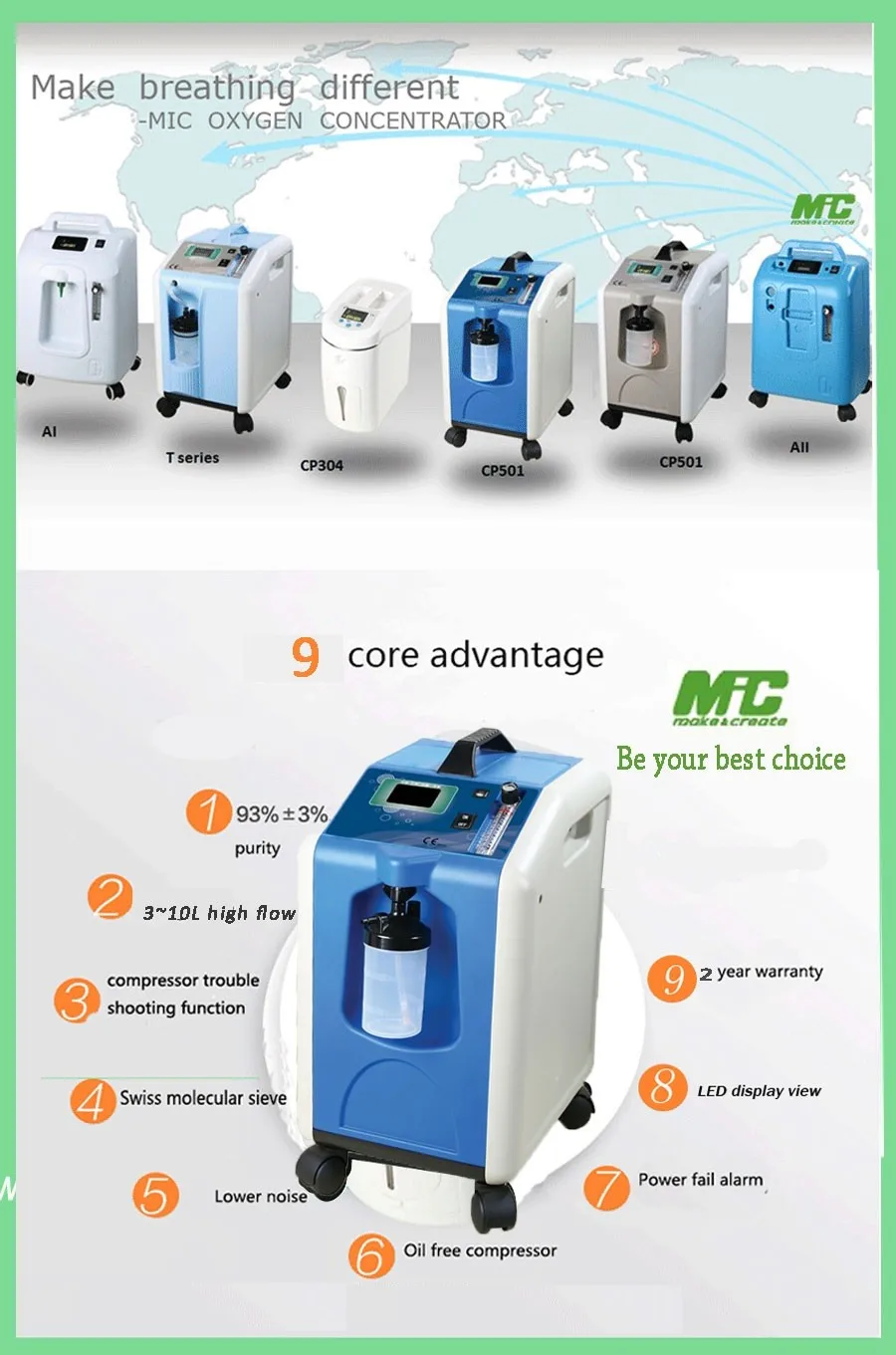 New Design Oxygen Concentrator 10l Portable Household Oxygen Generator