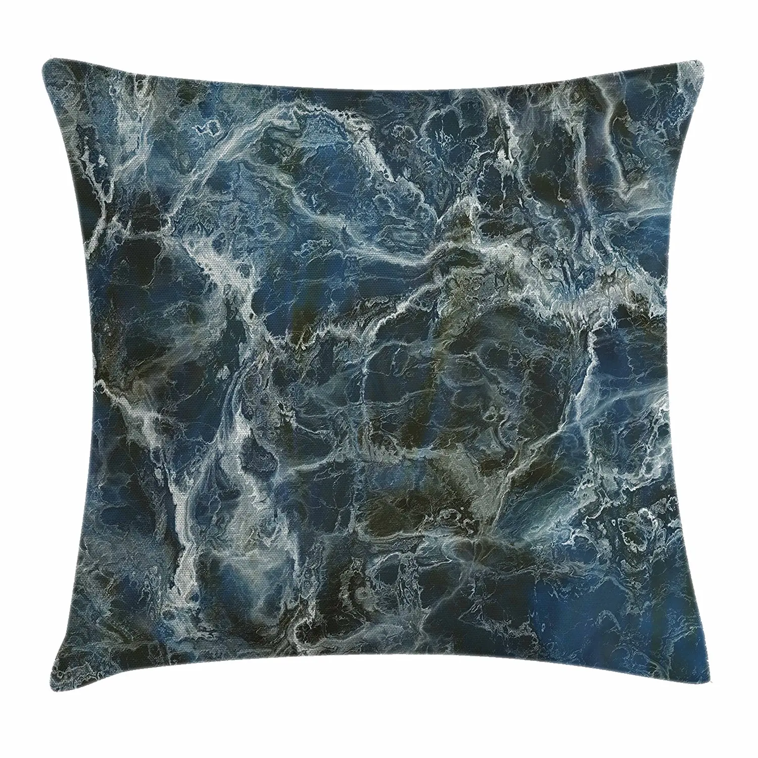 Marble Throw Pillow Cushion Cover by Ambesonne, Surface Motif with Large Formless Crack Lines and Granite Rock Abstract Design, Decorative Square Accent Pillow Case, 24 X 24 Inches, Slate Blue Grey