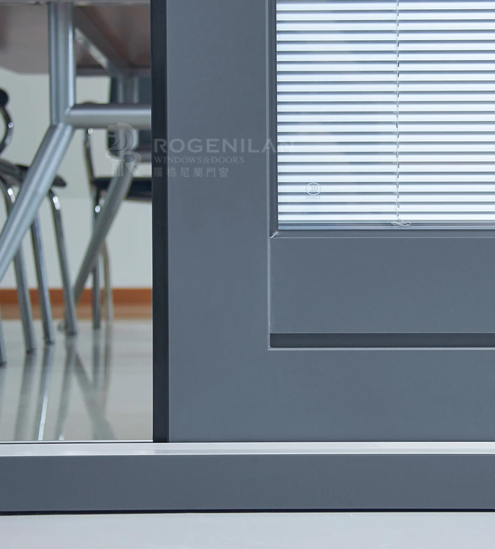 ROGENILAN 139 series residential sliding door aluminum double glass door with venetian blinds