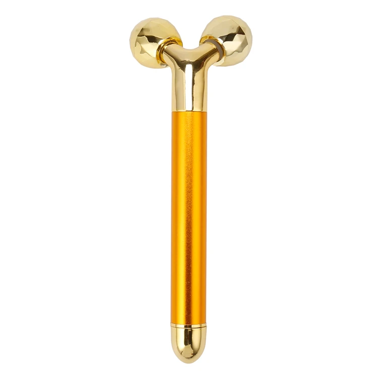 热卖y型3d美容棒24k黄金面部按摩器滚轮