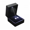 Handmade Custom LOGO Plastic Jewelry LED Light Ring Box in Black Ring Bracelet Pendant Bangle Jewellery Boxes with LED Light