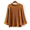Women European and American style knitted Front Short Back Long Short Roll Up Sleeve hooded sweater