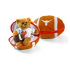 Custom mascot clip-on bag Stuffed football plush teddy bear with zipper egg