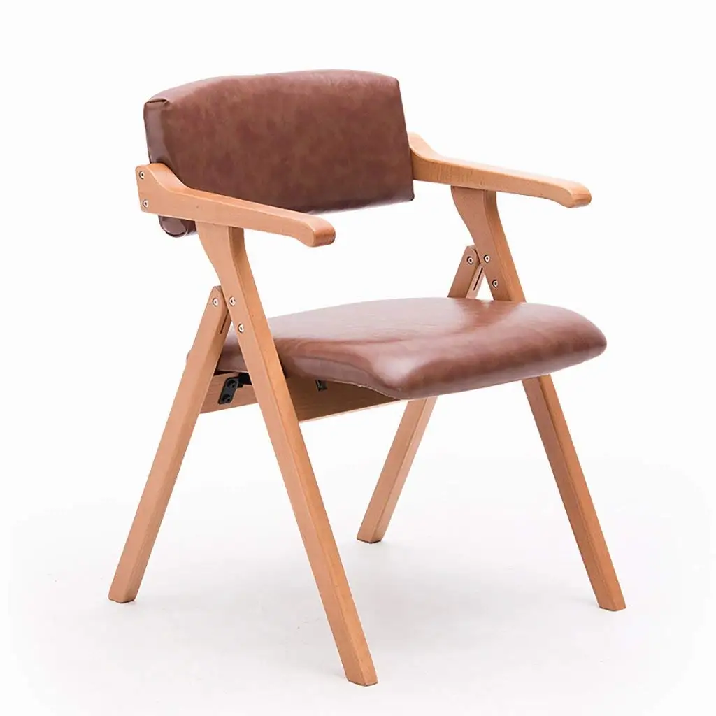YXWyz Folding Tables Solid wood dining chair Nordic minimalist creative with arm folding chair desk chair conference chair leisure chair (a variety of colors can choose) Reception Chairs (Color : B)
