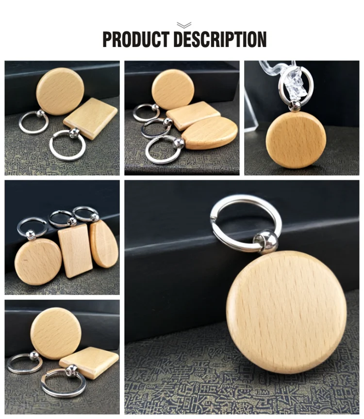 Round Shape Wooden Blank Keyring With Custom Logo - Buy Wooden Keyring ...