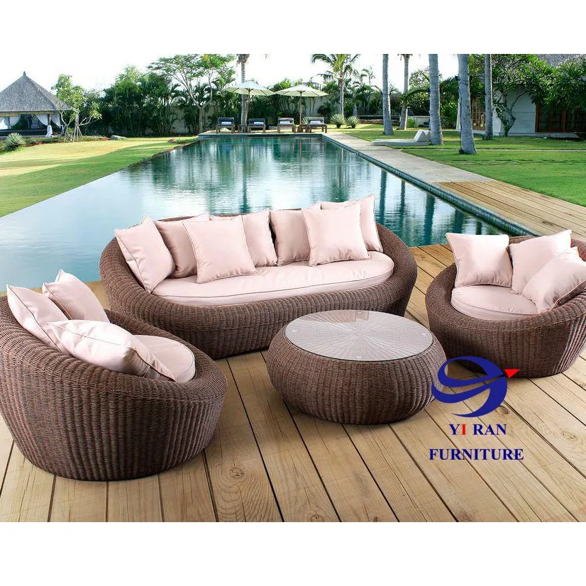 Mimbre De Patio Resistente A La Intemperie,Muebles De Jardín De Ratán