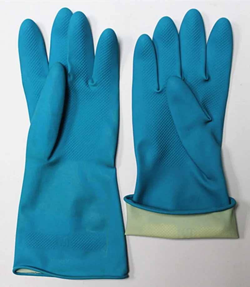 Hand Protection Latex Household Gloves Blue Long Latex Rubber Gloves ...