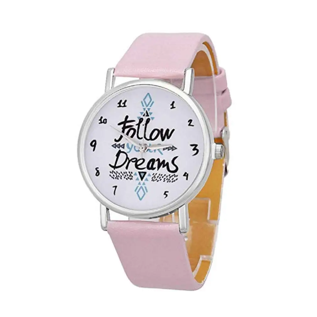 Womens Quartz Watches,Windoson Unique Analog Fashion Clearance Lady Watches Female Watches Casual Wrist Watches for Women,Round Dial Case Comfortable PU Leather Watch (Pink)