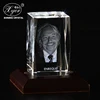 Creative crystal 3D laser engraving cube with wooden base artwotk custom personalized 3d laser engraving photo crystal crafts