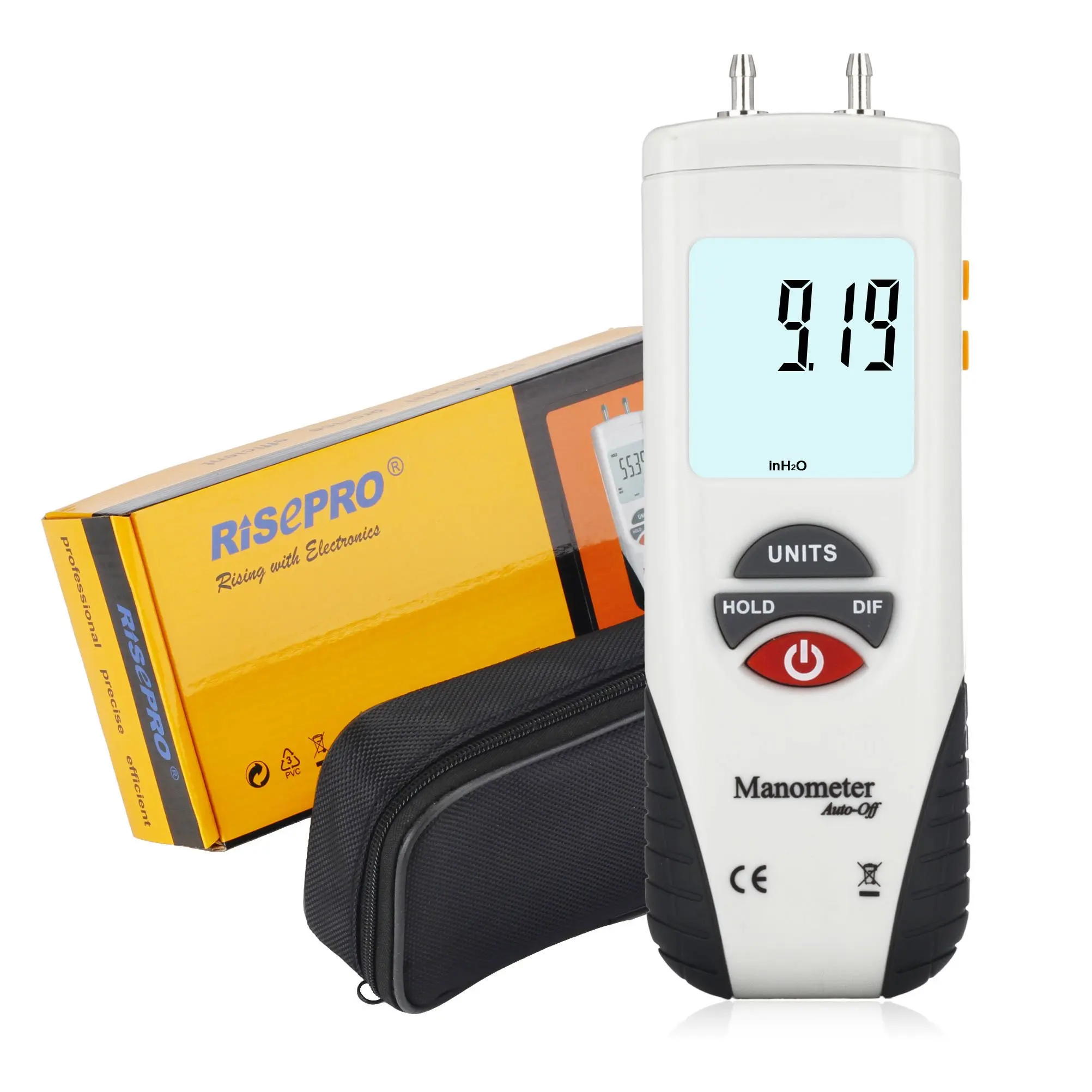 FOSHIO FT168 Digital Manometer Air Pressure Meter HVAC Gas Pressure Tester with Large LCD Display