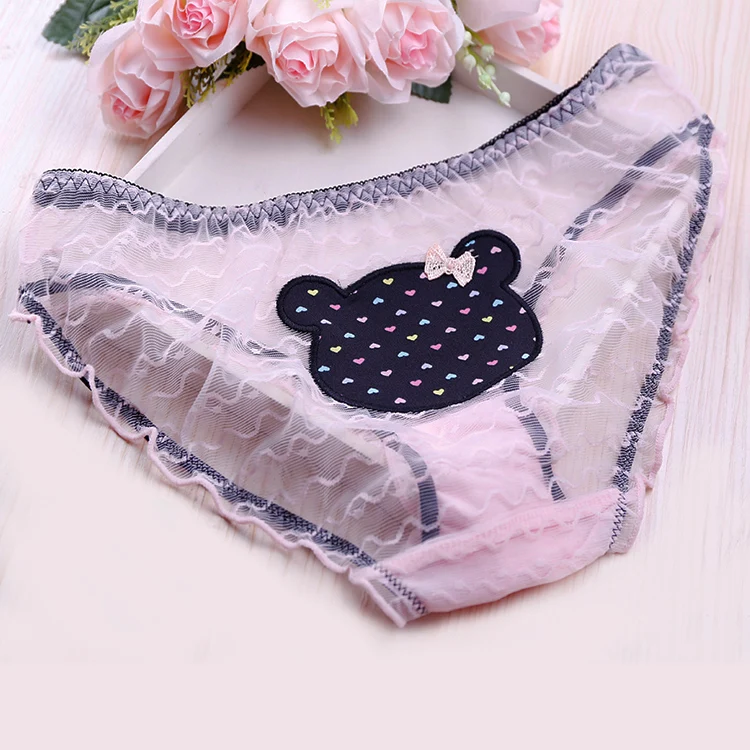High-rise girls transparent panties with bow