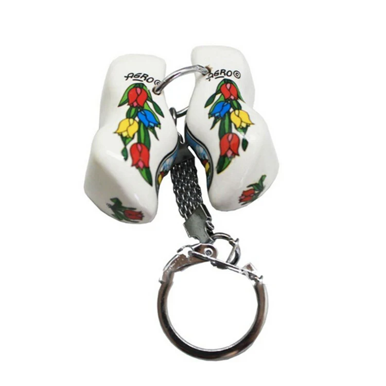 Dutch Wooden Shoes Keychain Natural