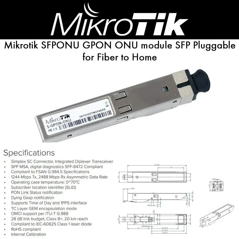 Mikrotik SFPONU GPON ONU module SFP Pluggable interface for Fiber to Home