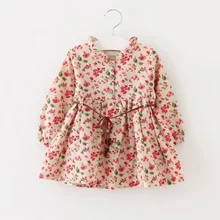 Novo 2016 Vestidos Da Menina Do Bebê Crianças Lindo Vestido Crianças Vestido Da Menina Roupas Queda de Manga Longa