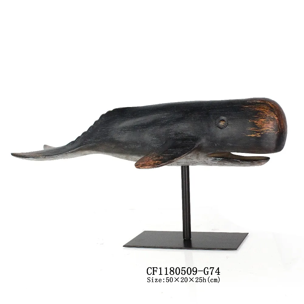 Hand-made Resin Wood-look Sperm Whale Bookend Sculpture For Nautical Decor Gift manufacture