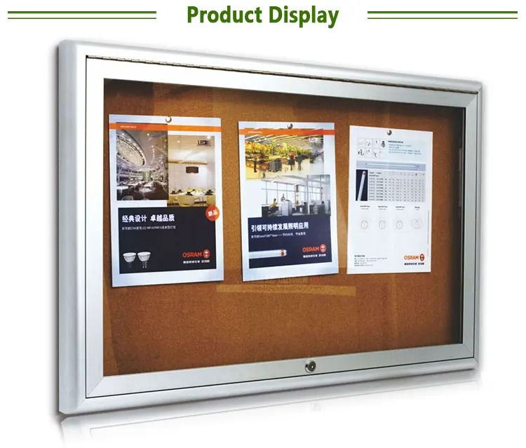 Office Enclosed Display Cases Bulletin Board Cabinet With Locks